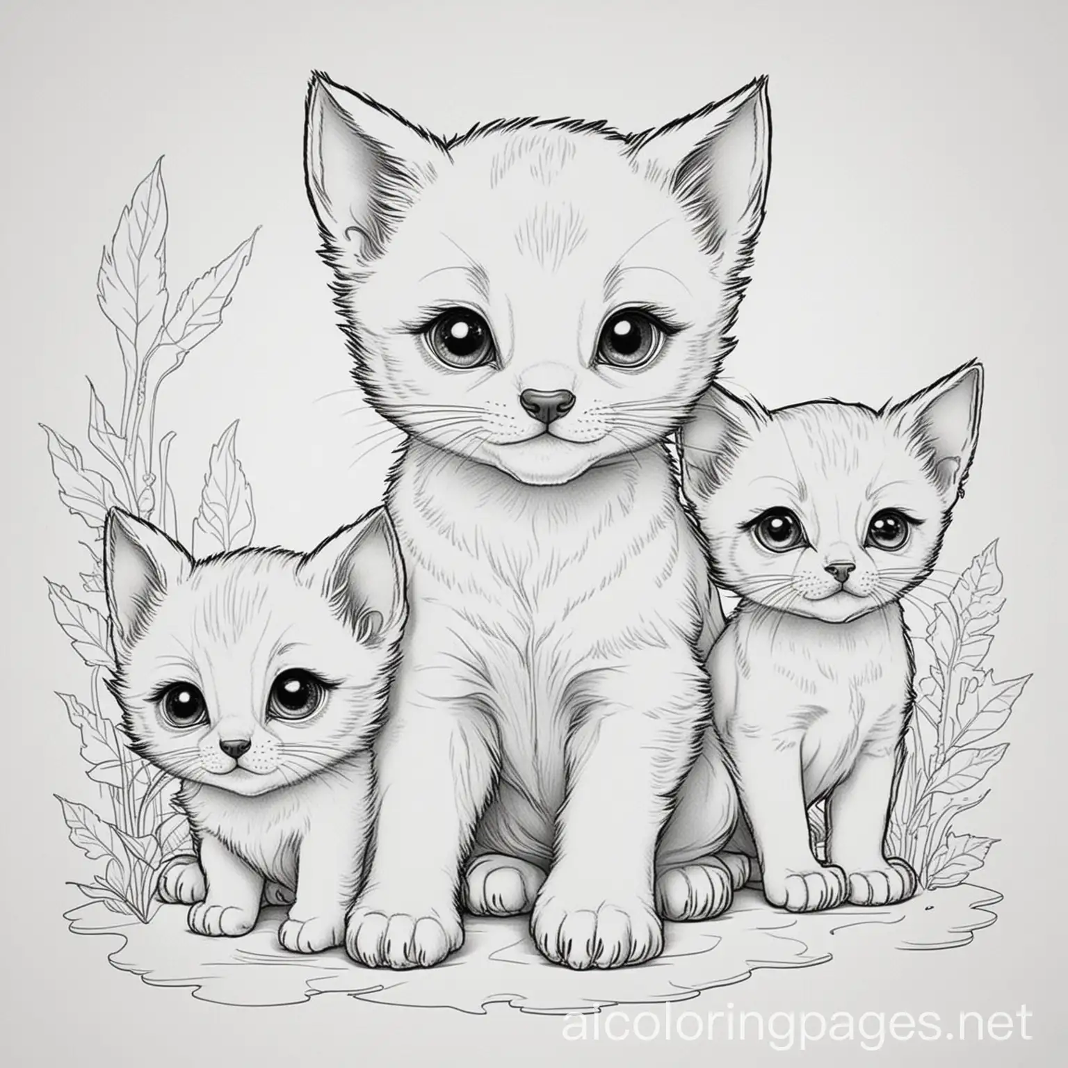 Cute-Halloween-Coloring-Page-Featuring-Baby-Animals-Puppies-and-Kittens