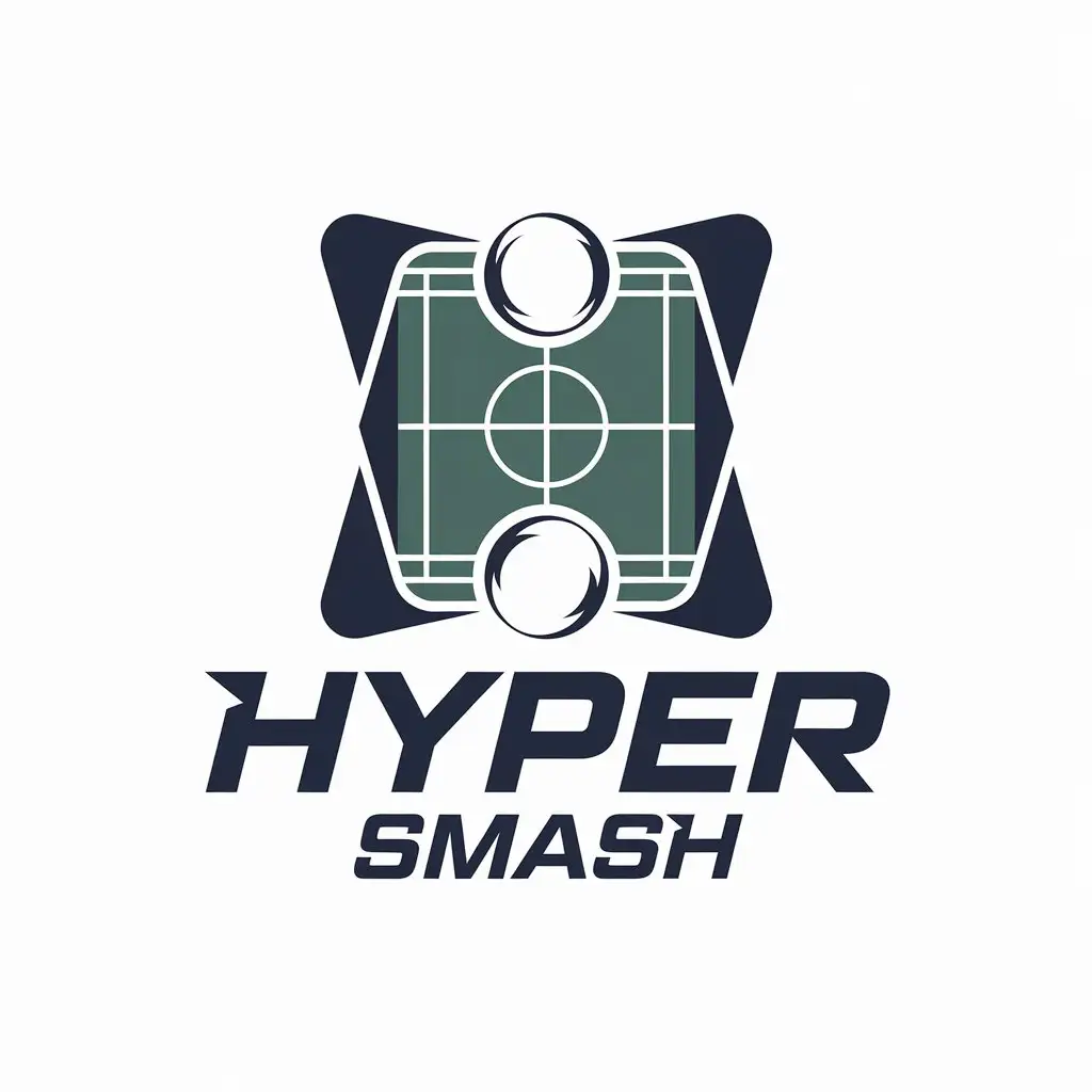 LOGO Design for Hyper Smash Minimalistic Badminton Court Theme with Clear Background