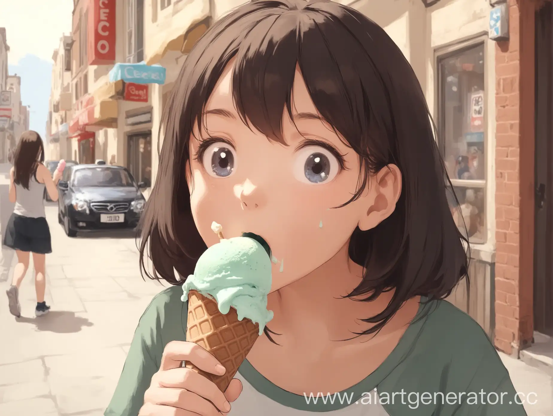 eating ice cream