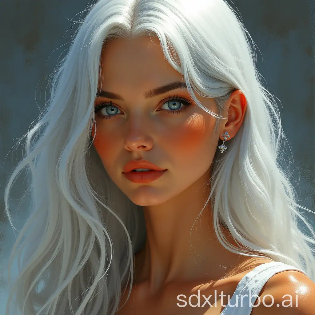 Elegant-SciFi-Woman-with-Silver-Hair-and-Orange-Skin-in-Detailed-Matte-Painting