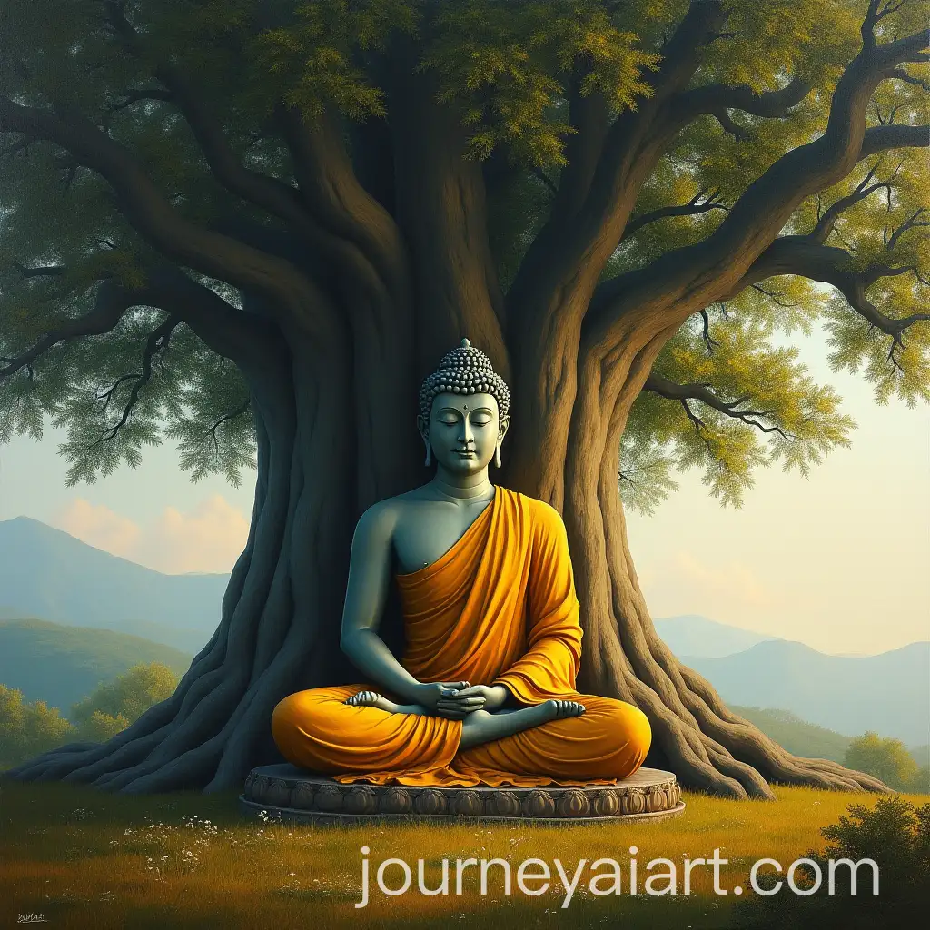 Lord-Buddha-Meditating-Under-a-Bodhi-Tree-Hyper-Realistic-Oil-Painting