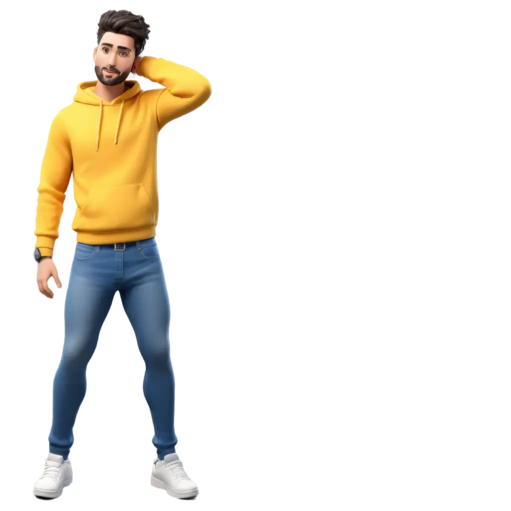 3D-Motivated-Man-in-Yellow-Hoodie-PNG-HighQuality-Transparent-Image-for-Versatile-Usage