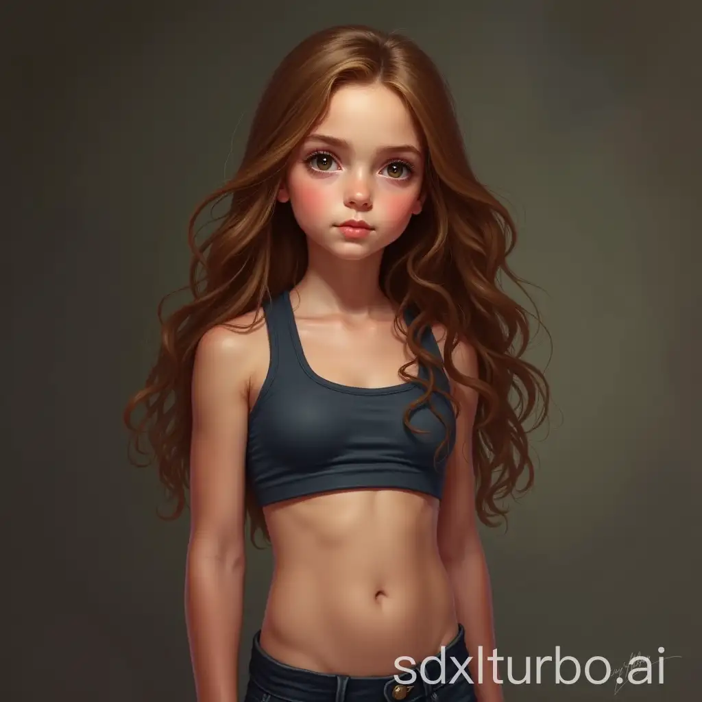 Childhood-Portrait-of-Emma-Watson-LongHaired-Girl-with-Defined-Muscular-Abs