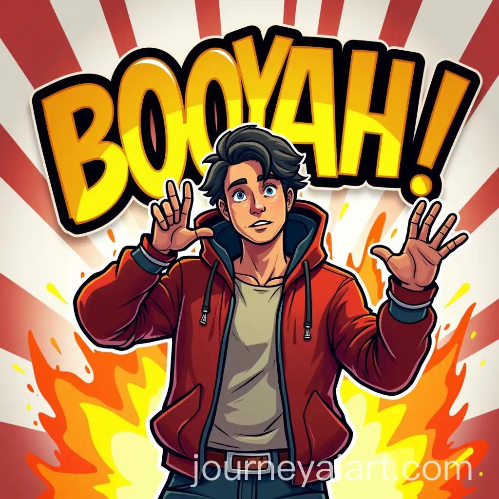 Free-Fire-Character-Dab-Pose-with-Explosions-and-Booyah-Text-in-ComicAI-Art-Prompt-Expansion-Style