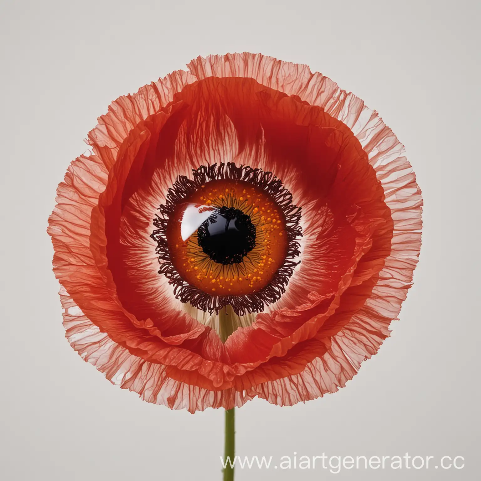 red eye, poppy, white backgroujnd