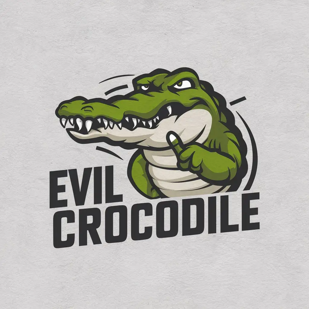 LOGO Design For Evil Crocodile Gloomy Crocodile Pointing Finger Vector Logo