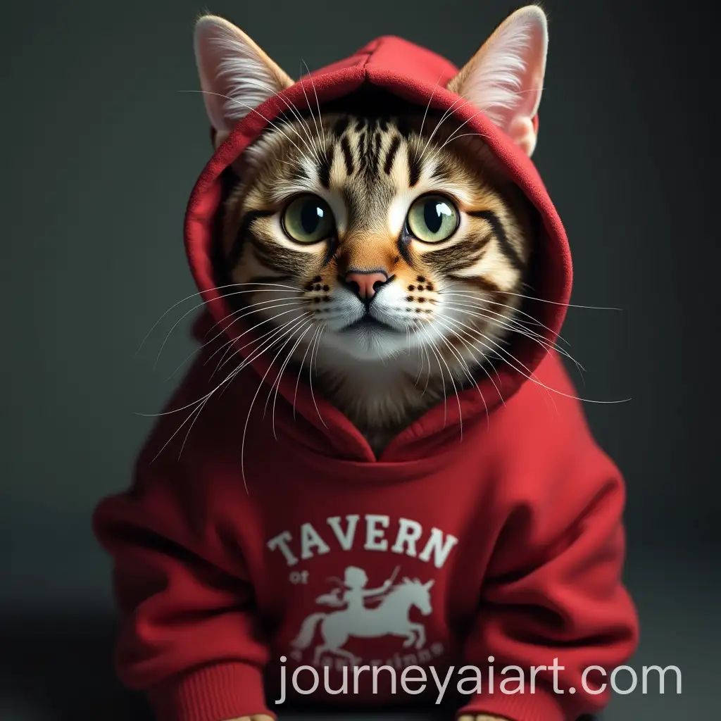 British-Shorthair-Cat-Wearing-Tavern-of-Prancing-Pony-Hoodie-in-Hyperrealistic-Style
