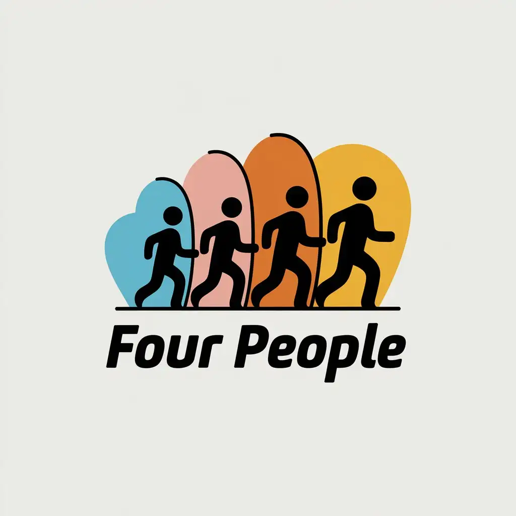 LOGO Design for Four People Symbolizing Unity and Progress with Four People Moving Forward Theme