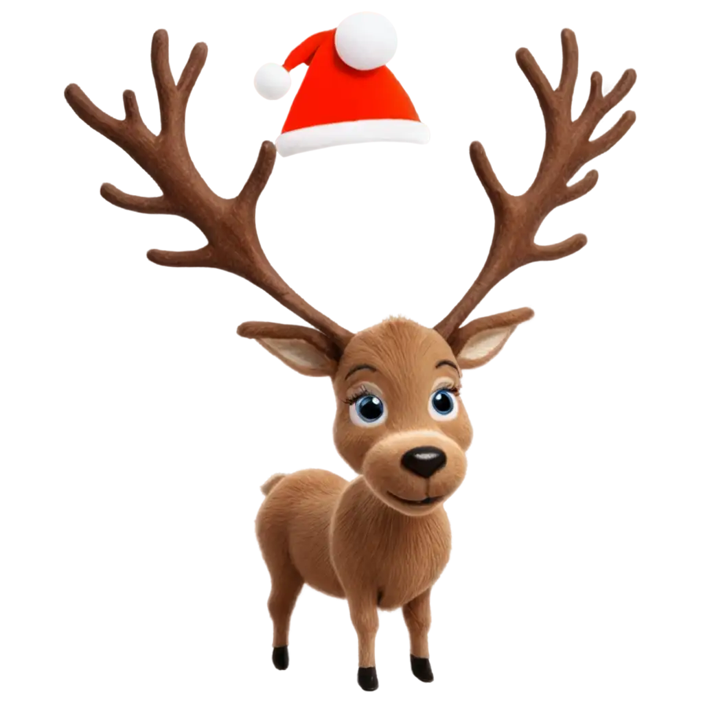 PNG-Image-of-Reindeer-with-Santas-Big-Hat-Festive-Holiday-Illustration