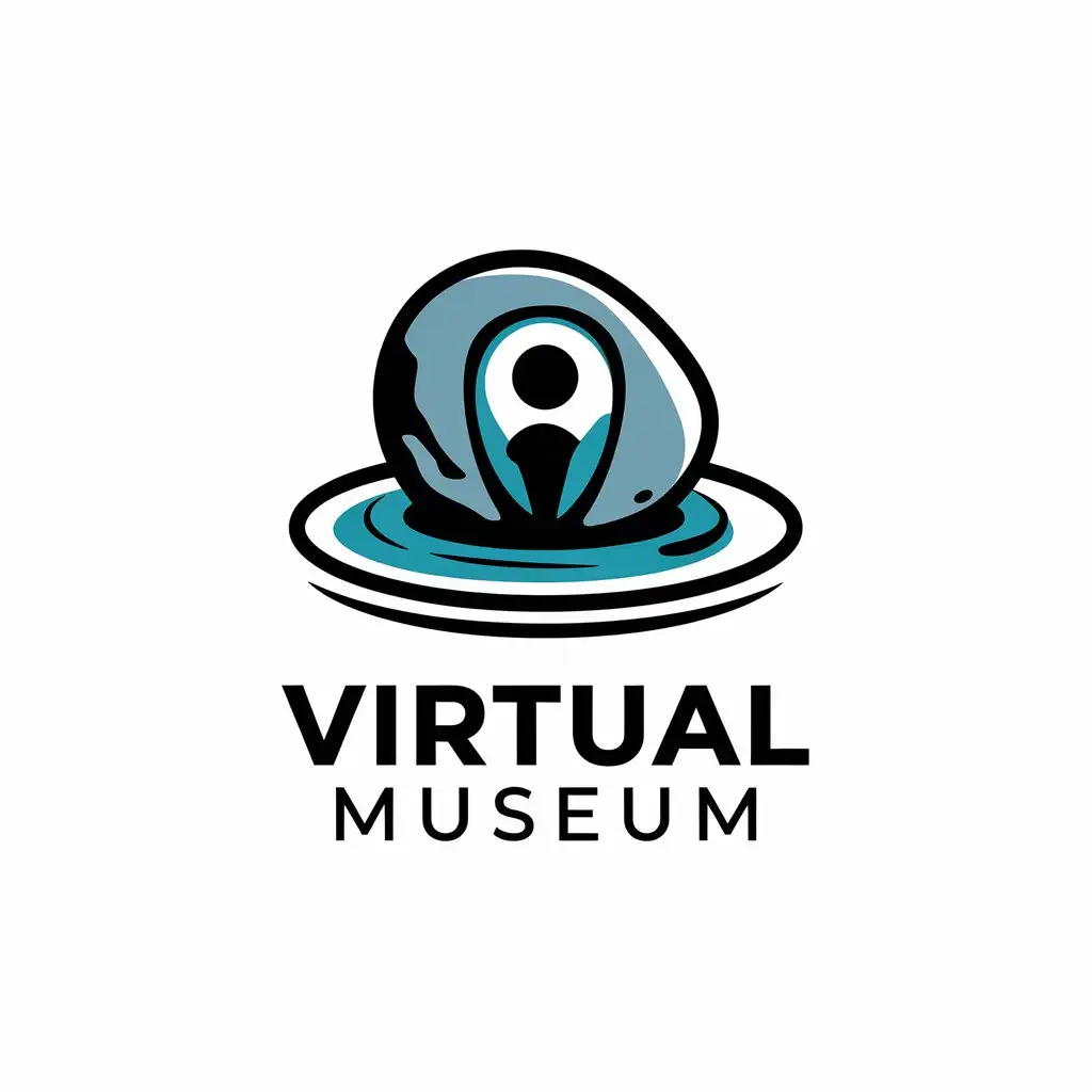 LOGO Design for Virtual Museum Vector Design with Stone Human and Water Elements