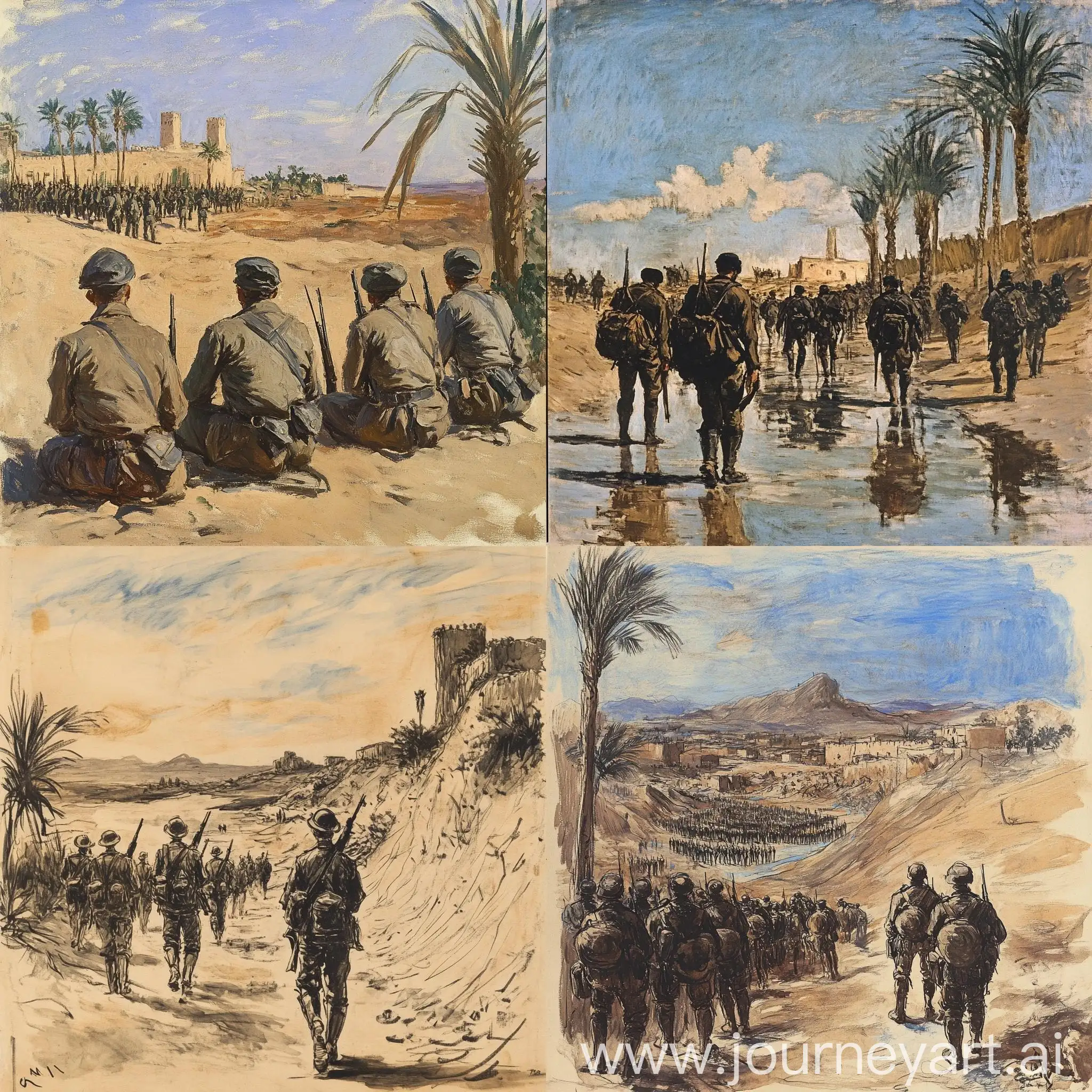 Finnish-Troops-in-North-Africa-1861-Painting-by-Claude-Monet