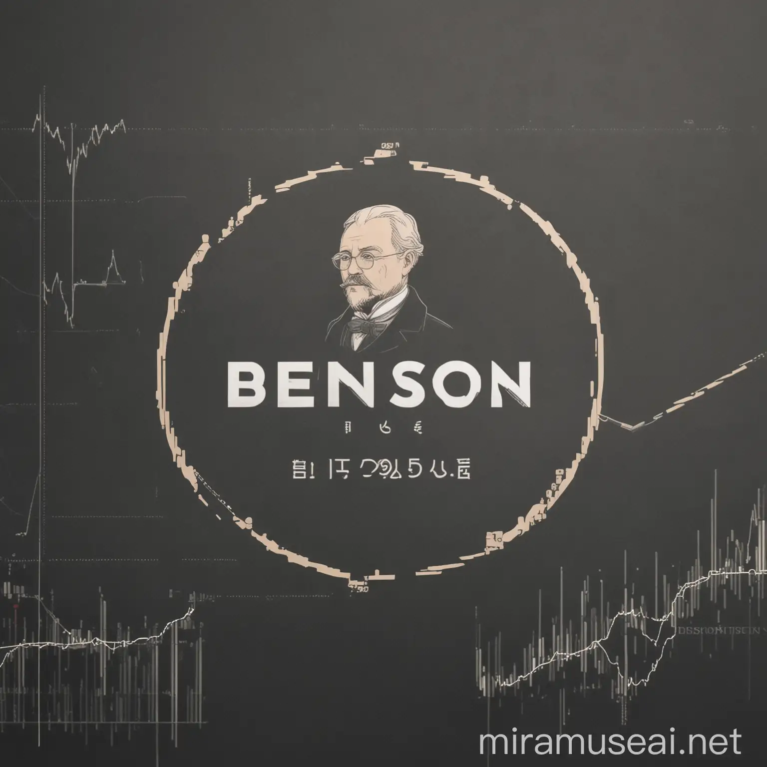 Minimalist Trading Charts Background with Benson AI Logo