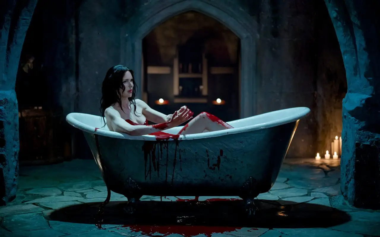 Eerie-Vampire-in-Dark-Crypt-Taking-Blood-Bath