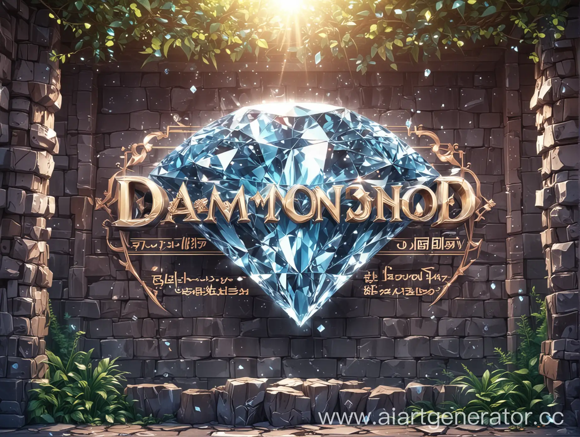 Надпись Diamond Shop на красивом аниме фоне