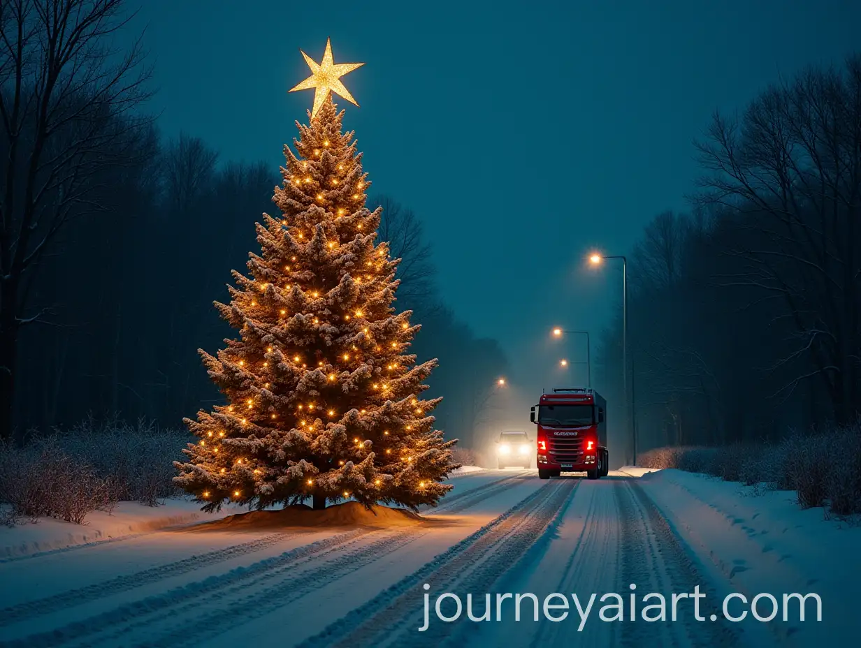 Christmas-Tree-Road-Made-of-Pills-and-Drugs-with-TemperatureControl-Truck