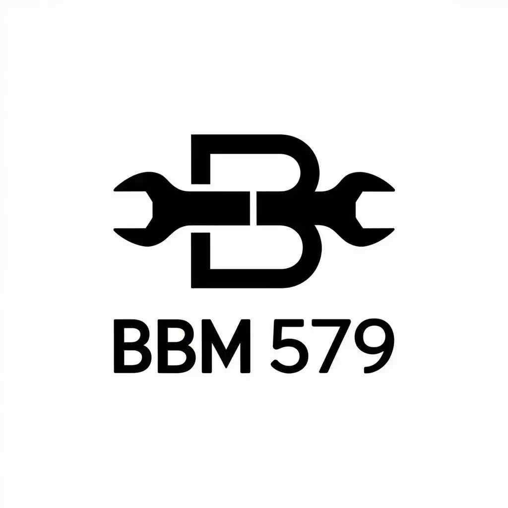 a vector logo design,with the text "BBM 579", main symbol:two wrenches in the shape of letter B,Minimalistic,be used in Automotive industry,clear background