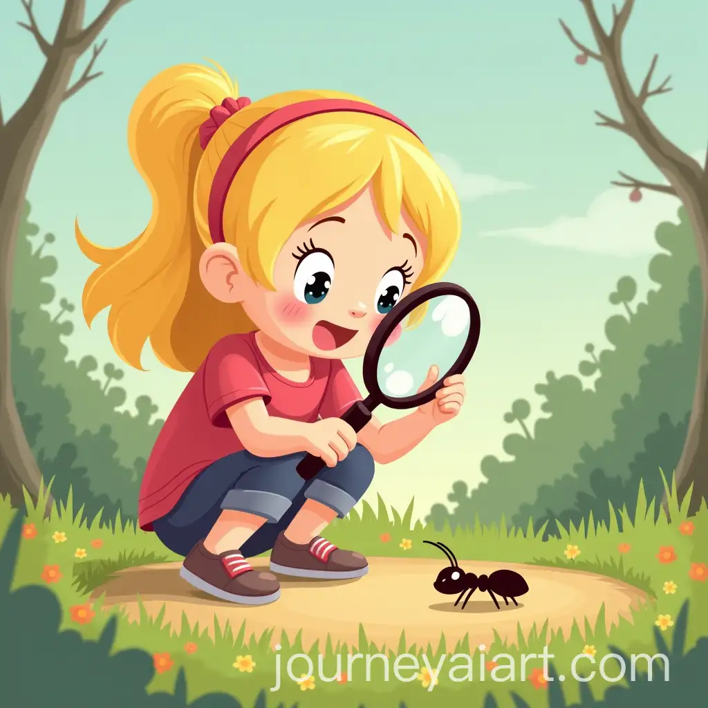 Curious-Young-Girl-Examining-an-Ant-with-a-Magnifying-Glass
