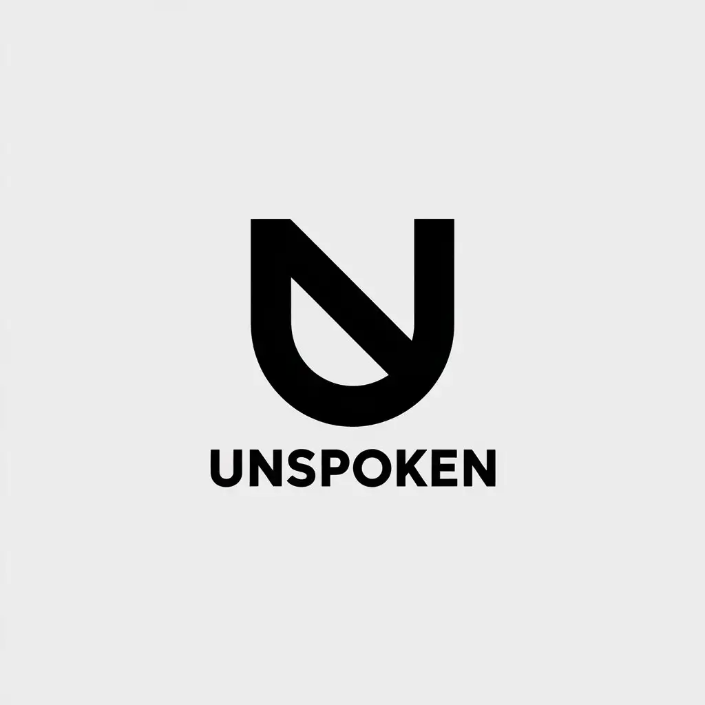 LOGO Design for Unspoken Minimalistic Vector with U Letter and Diagonal Line Symbol