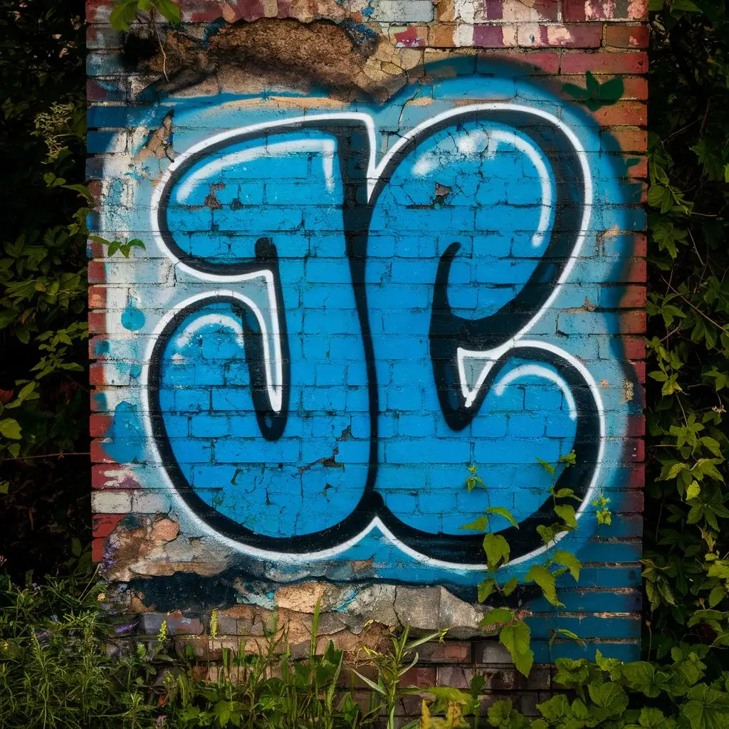 Vibrant Blue Graffiti Art of JC on Urban Wall