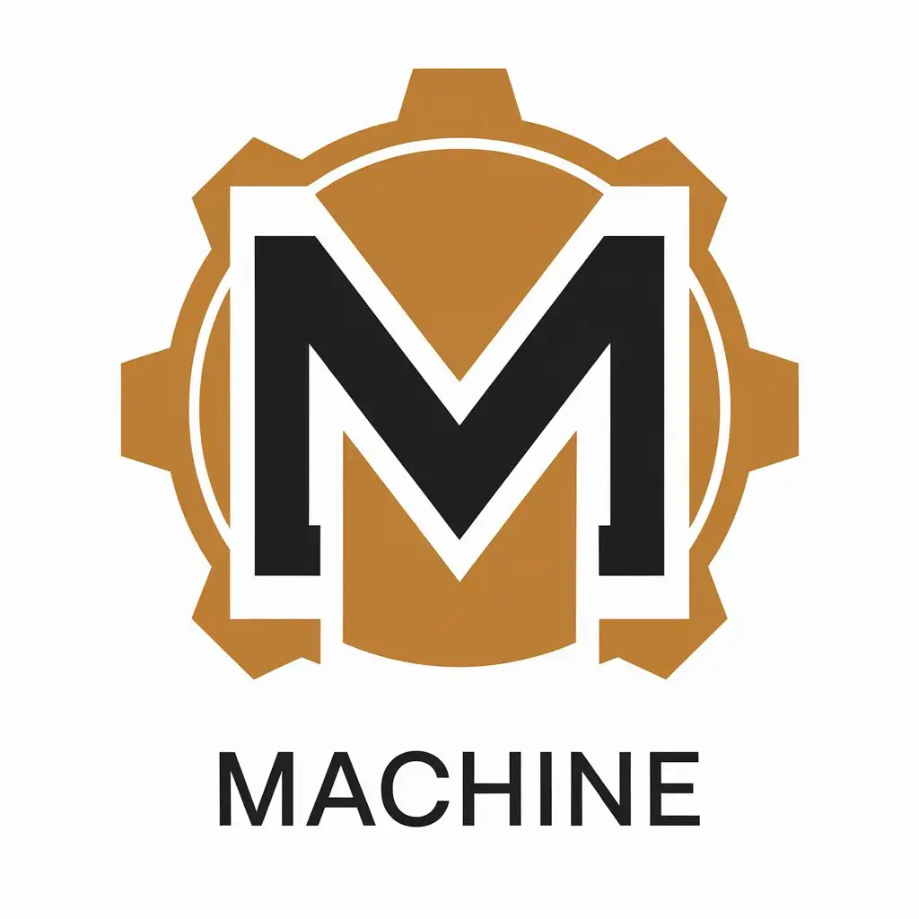 a vector logo design,with the text "machine", main symbol:M,Moderate,be used in mechanical industry,clear background