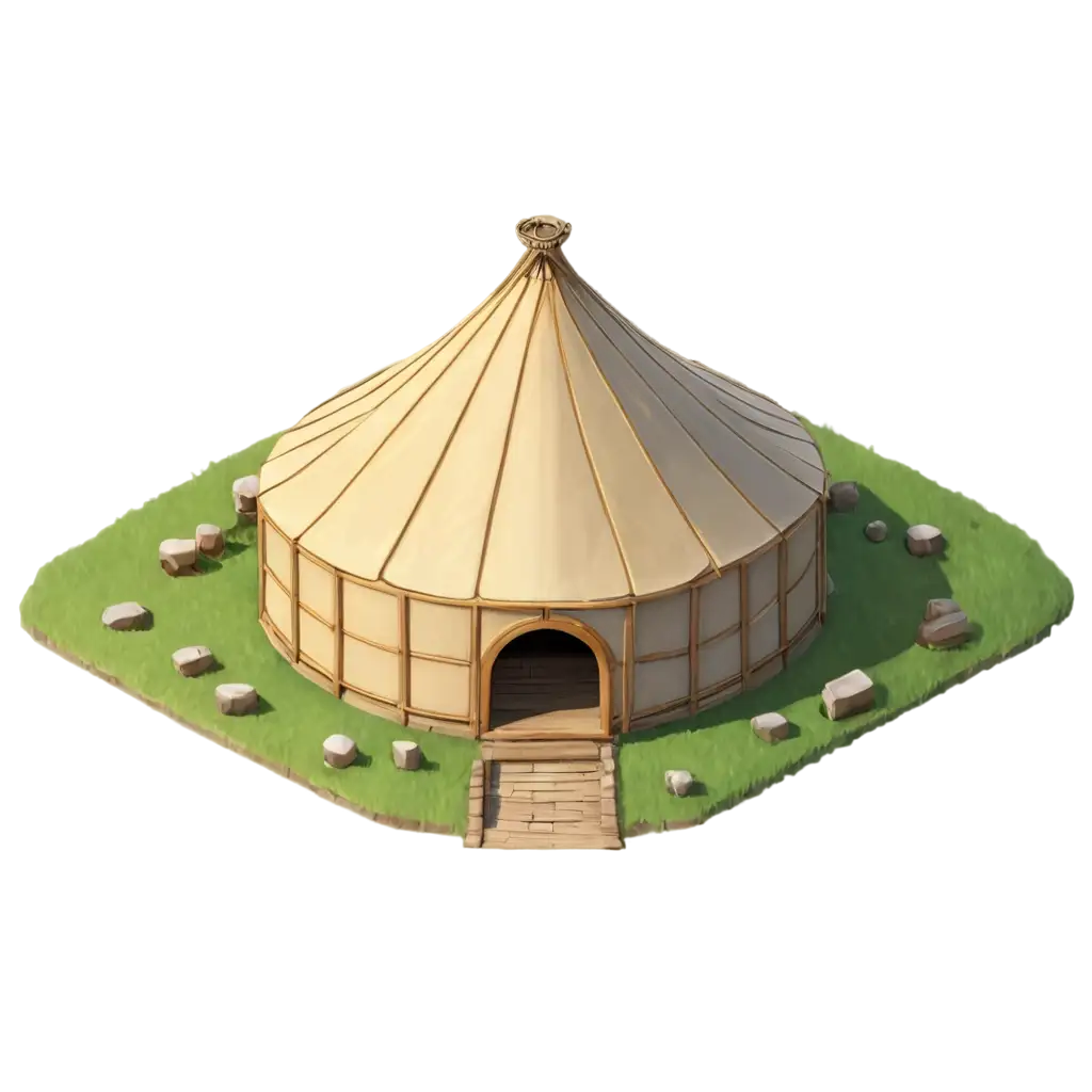 Kazakh-Style-Yurt-PNG-for-2D-Game-Art-Cartoonish-TopDown-View-for-Game-Assets