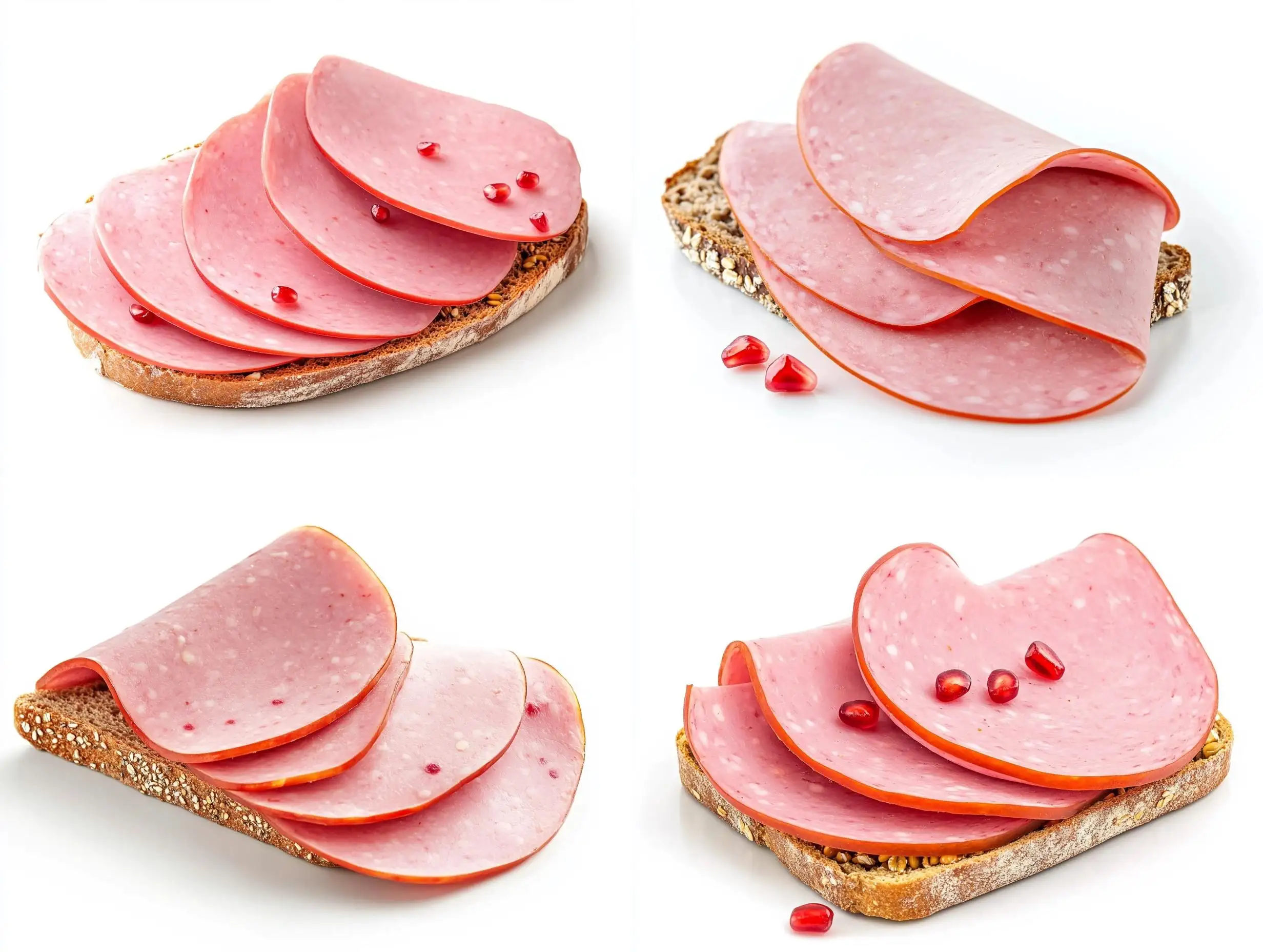 Delicious-Sliced-Sausage-on-Rye-Bread-with-Pomegranate-Seeds