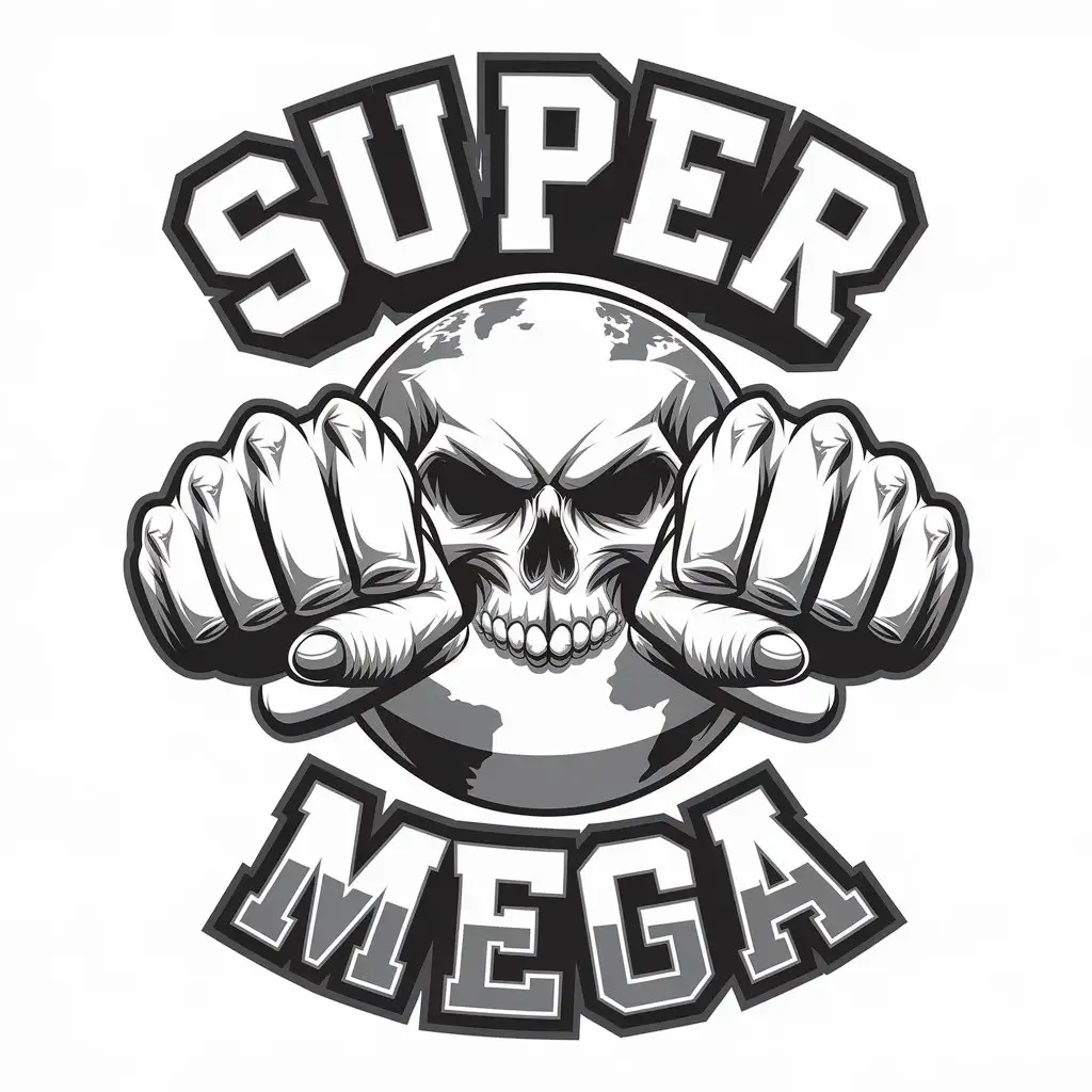 LOGO Design for SUPER MEGA Skull with Fists Crushing the Earth for Construction Industry