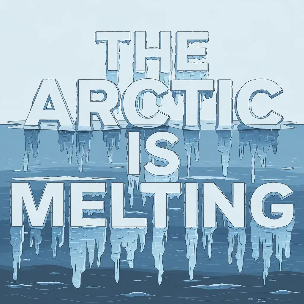 Illustrated-Typography-Saying-The-Arctic-Is-Melting-with-Ice-and-Water-Elements