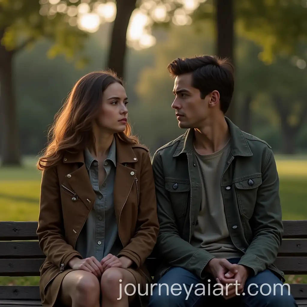 Concerned-Couple-Sitting-on-Park-Bench