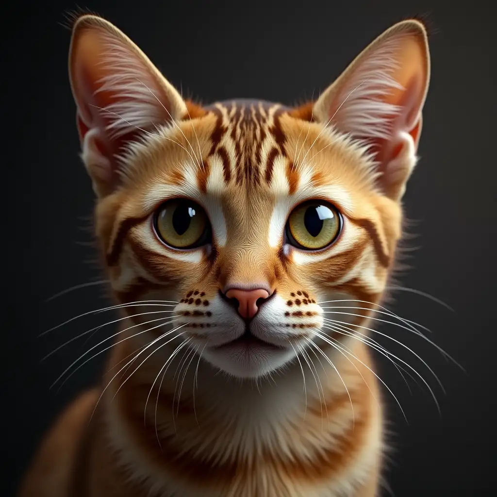 Realistic CloseUp of a Brown Cat with Big Eyes