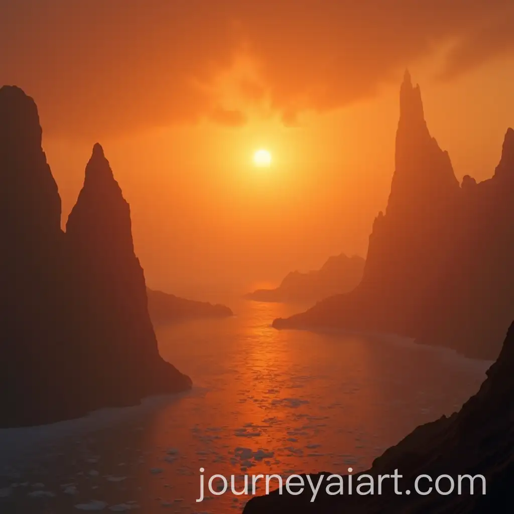 Sunset-on-Titan-with-Methane-Lakes-Fog-and-Towering-Cliffs