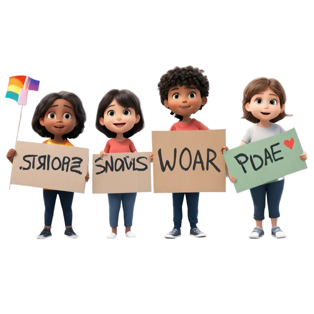 Animated-KidsPNG-Image-Usage-Analysis-Holding-Placards-PNG-Image-for-Versatile-Use-in-Digital-Designs