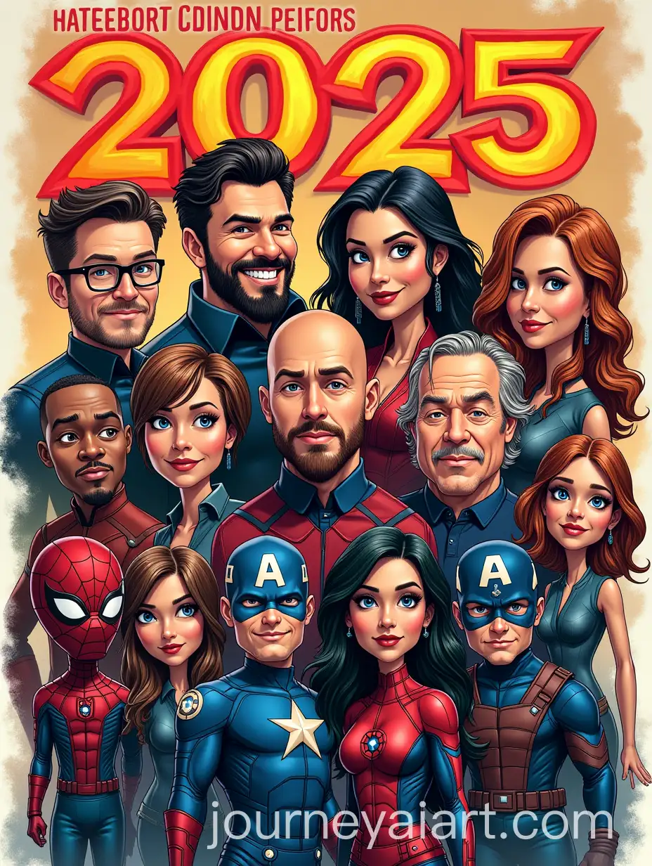 Marvel-Comic-Caricatures-New-Year-2025-Calendar-Cover-with-Personalized-Face