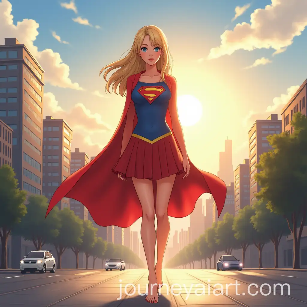 Supergirl-Anime-Style-in-Urban-Cityscape-with-Sunlight