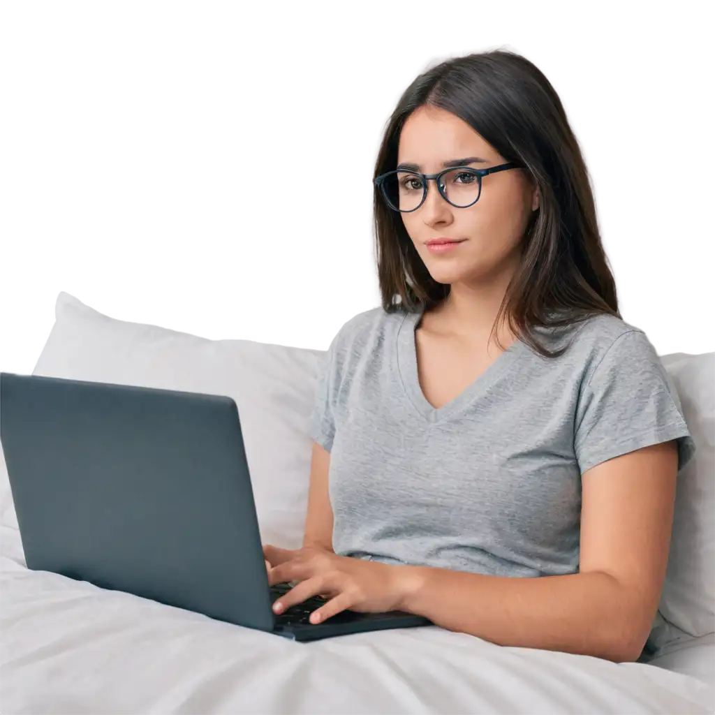 Professional-PNG-Image-Girl-with-Glasses-Working-on-Computer-in-Bed