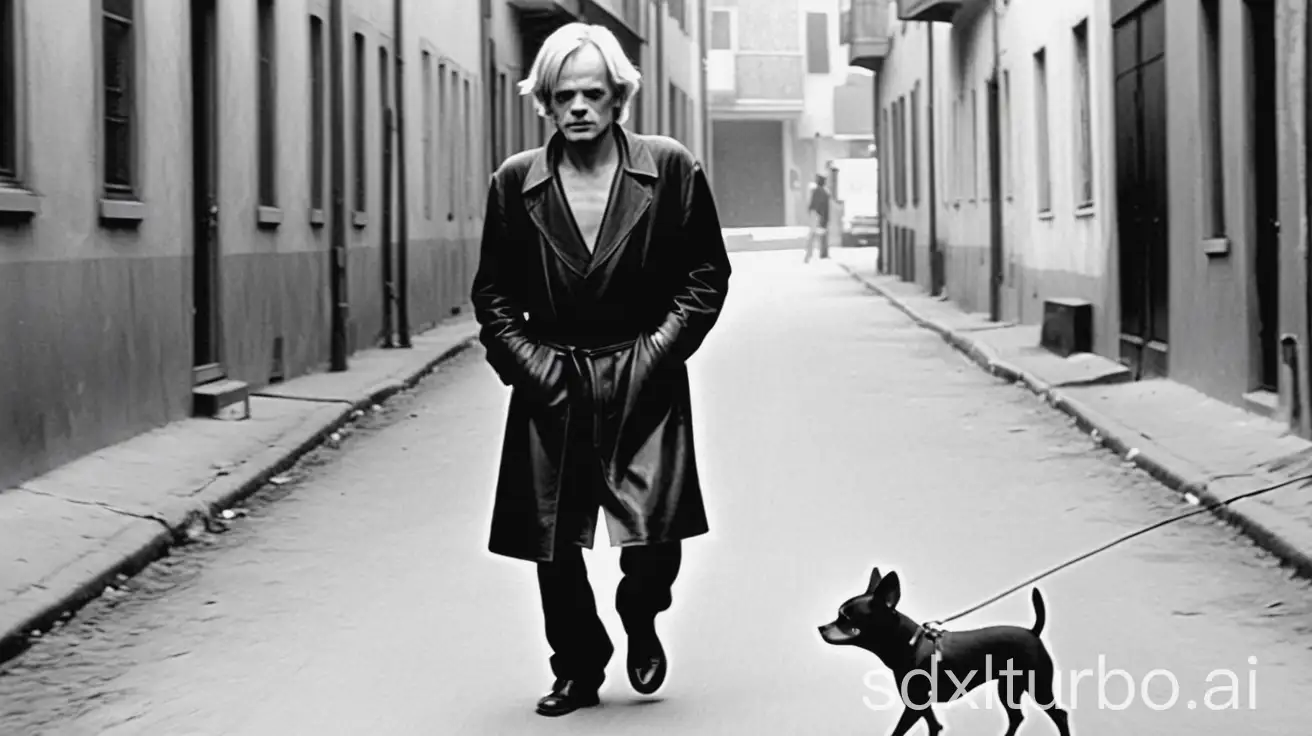 Klaus-Kinski-Walking-His-Little-Dog-in-a-Quiet-Street