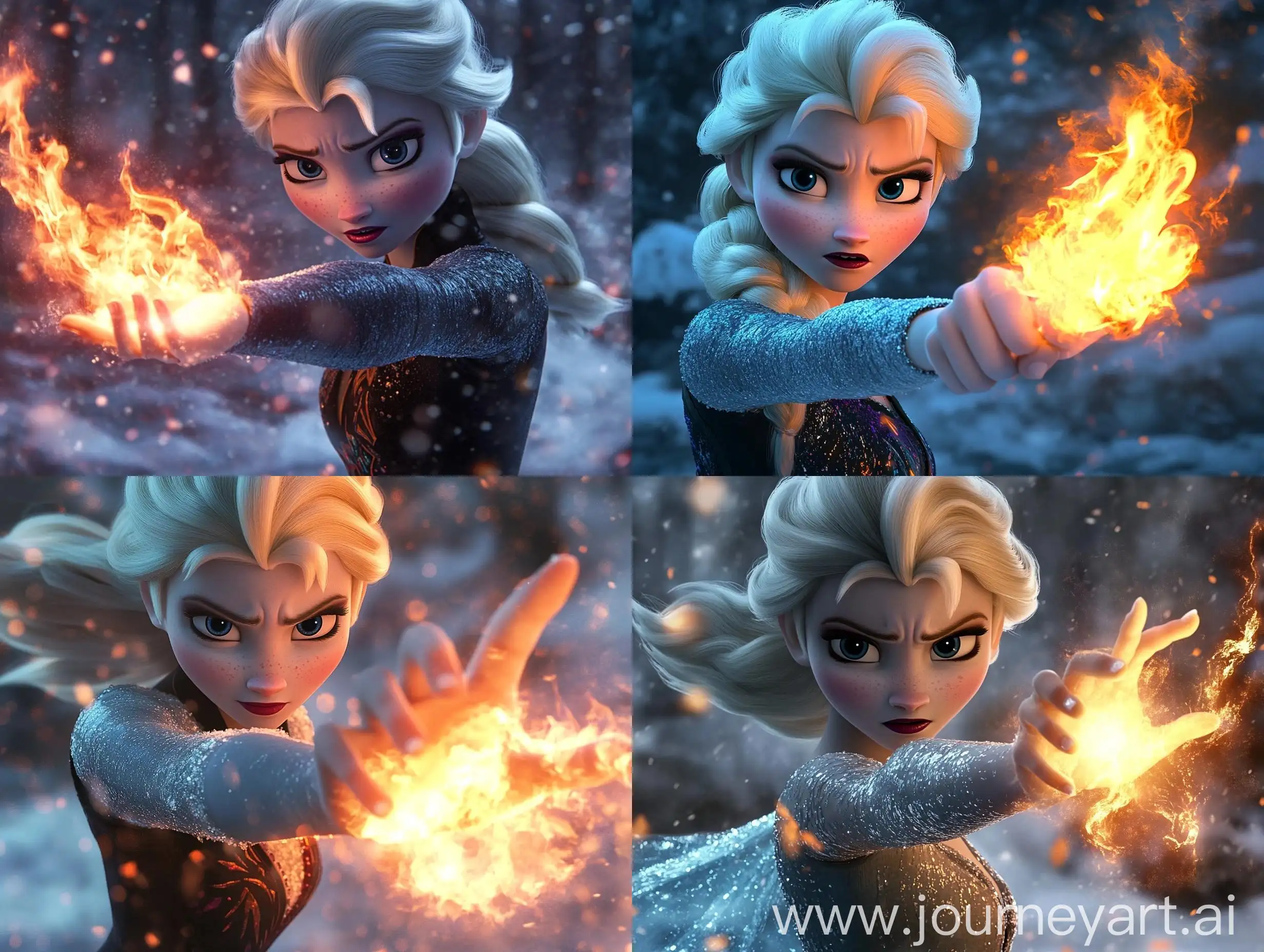 Elsa-Controlling-Fire-in-Snowy-Environment