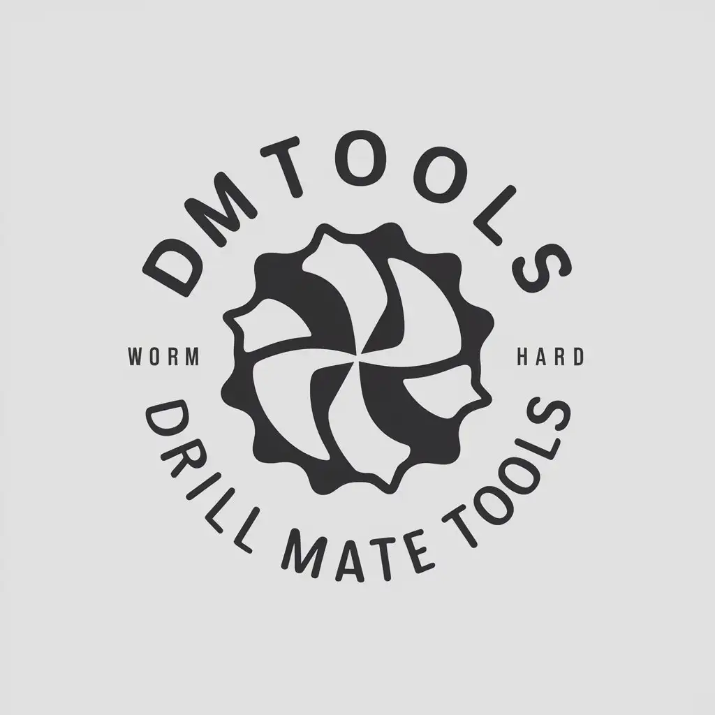 a vector logo design,with the text "DmTools drill mate tools", main symbol:worm milling cutter, hard alloy plates,Moderate,be used in metal-cutting tool industry,clear background