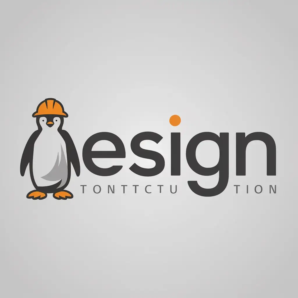 a logo design,with the text "Design", main symbol:Penguin,Moderate,be used in Construction industry,clear background