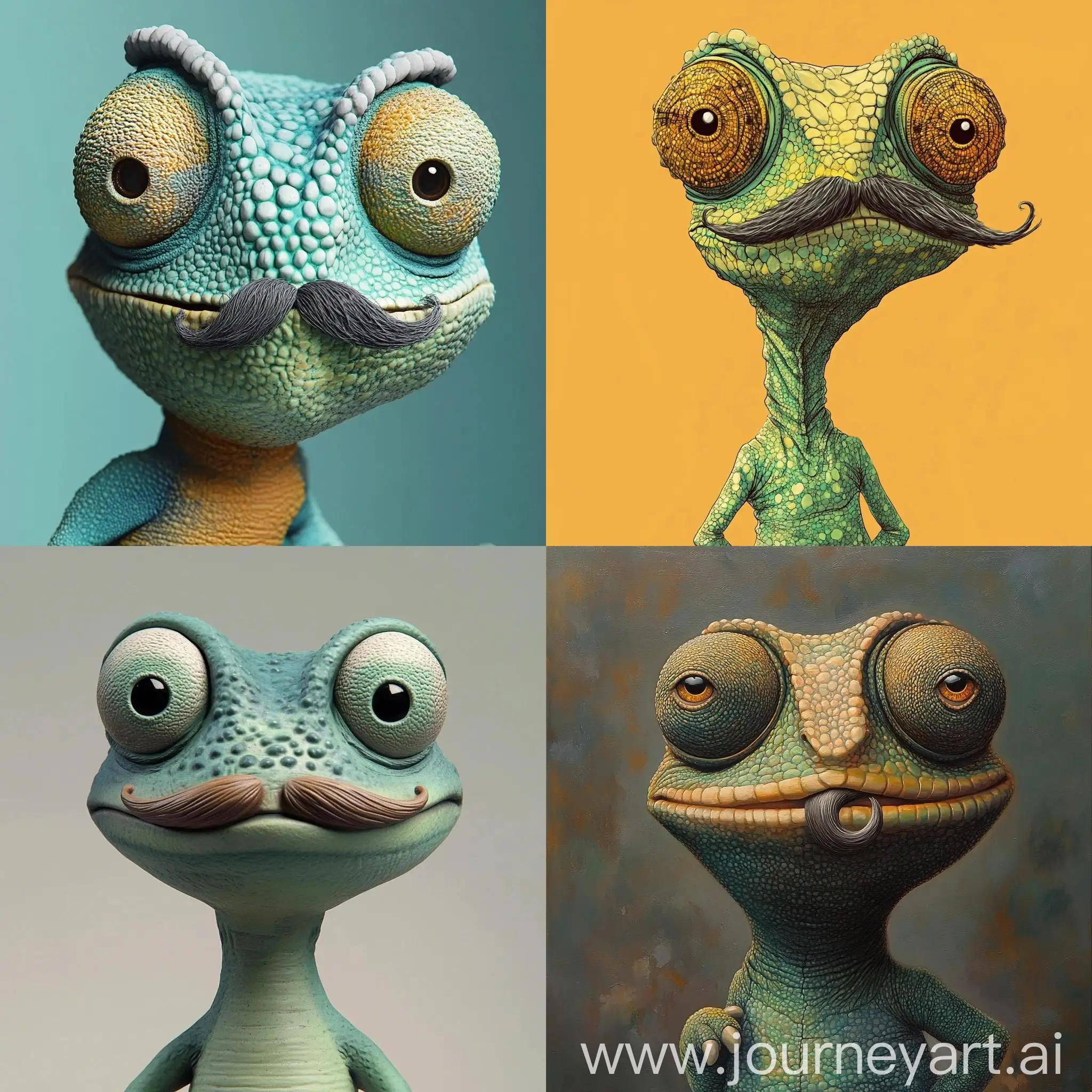 Anthropomorphic-Chameleon-with-Mustache-Simpsons-Style