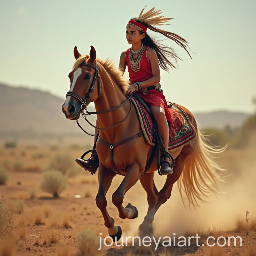 Indian-Girl-Riding-a-Horse-in-Traditional-Attire