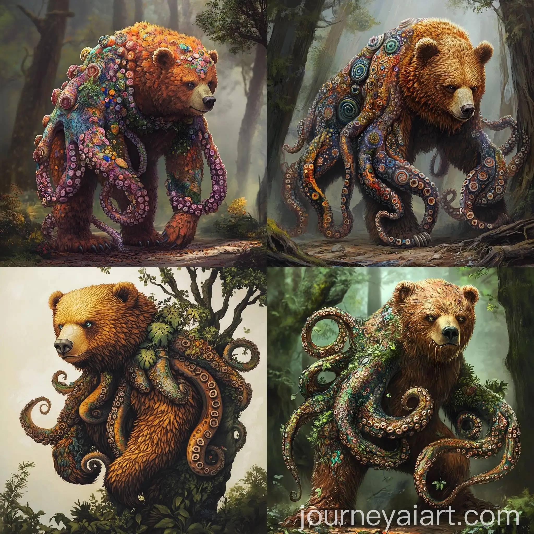 BearOctopus-Hybrid-Creature-Wrapping-Tentacles-Around-Trees