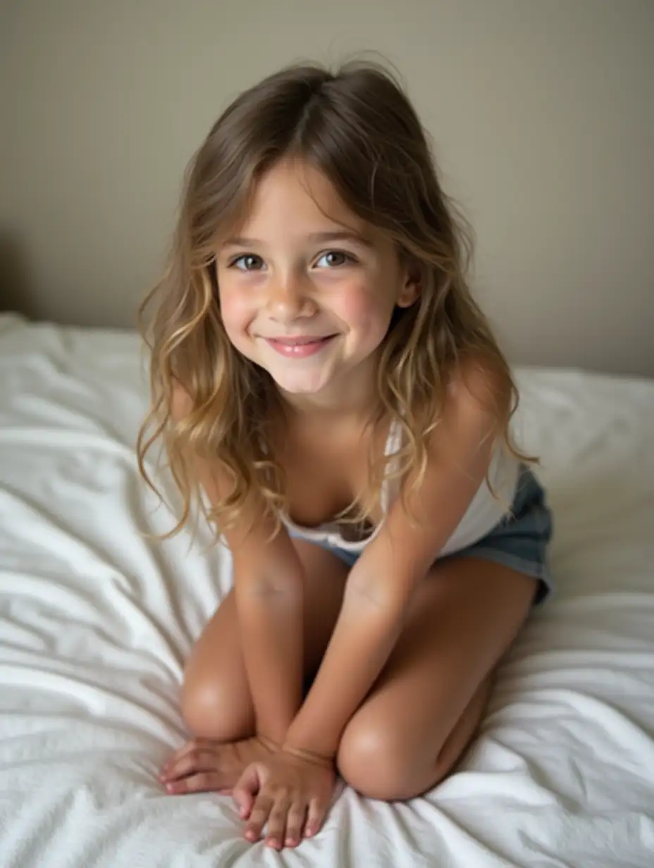 Young-Girl-Smiling-Innocently-on-Her-Bed