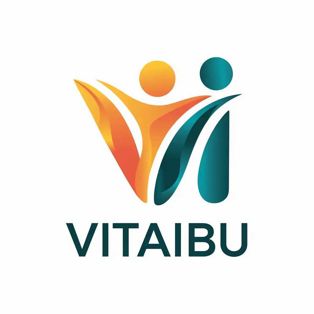 LOGO Design for VitaIbu Intertwined V and I as Dynamic Mother Figure with Orange and Teal Colors