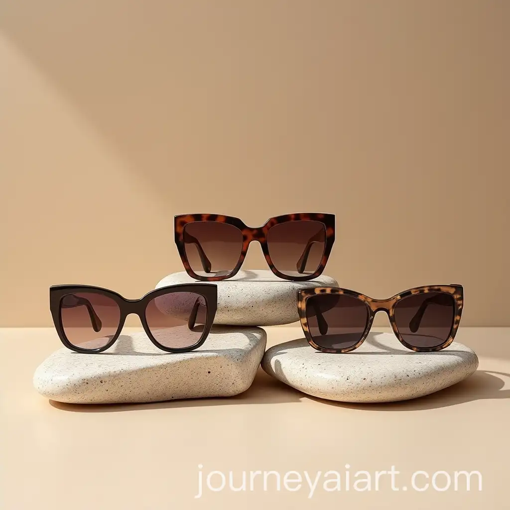 Luxury-Sunglasses-Display-Louis-Vuitton-Prada-and-Fendi-on-Stones