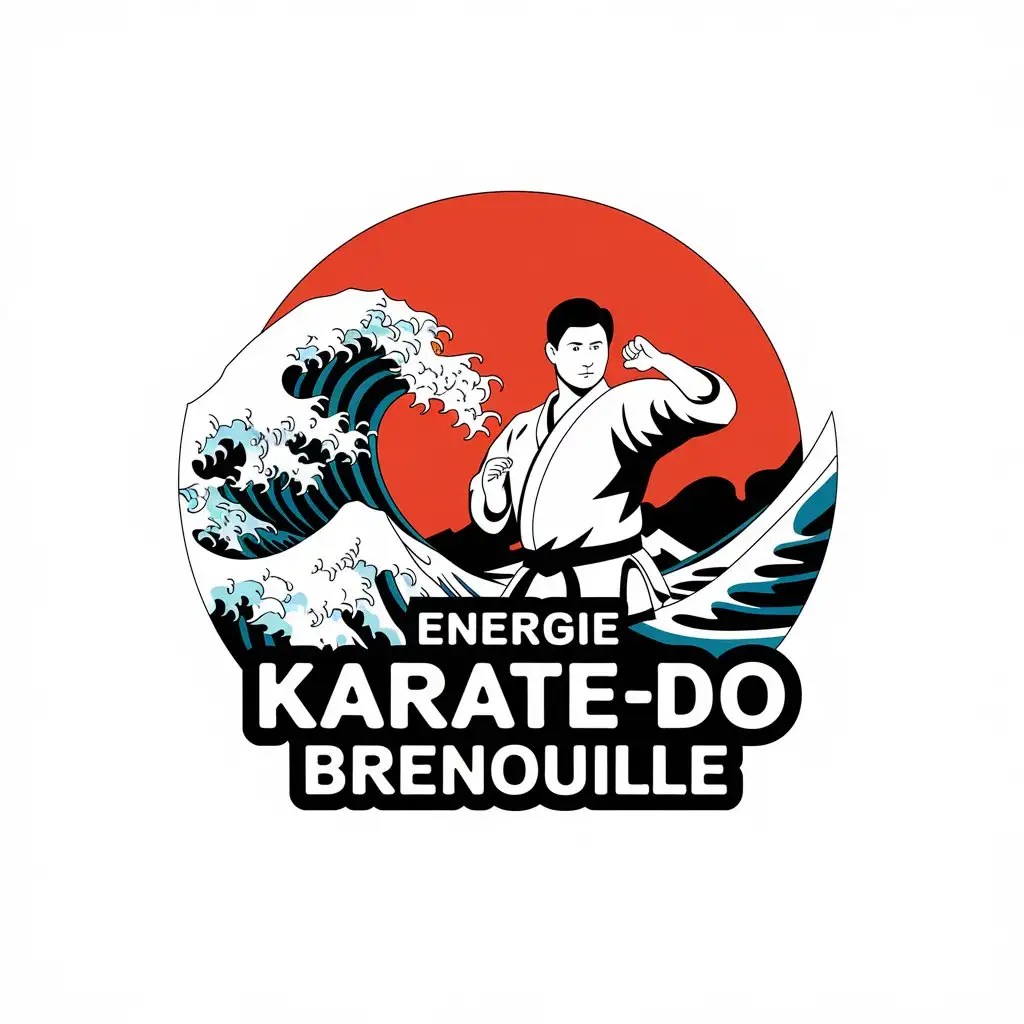 LOGO-Design-for-ENERGIE-KARATEDO-BRENOUILLE-Karate-with-Mount-Fujiyama-and-Great-Hokusai-Wave-Theme