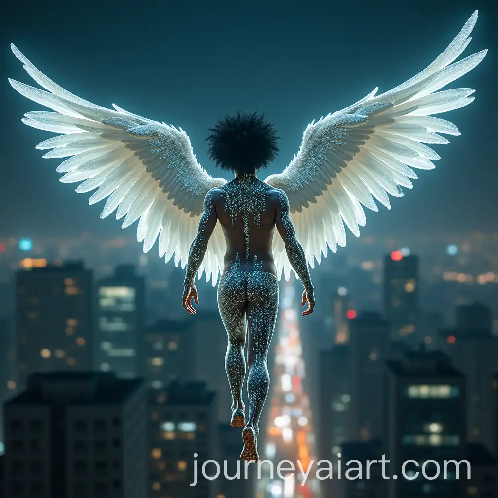 Handsome-Male-Angel-with-Glowing-Matrix-Tattoos-Soaring-Above-a-City-at-Night