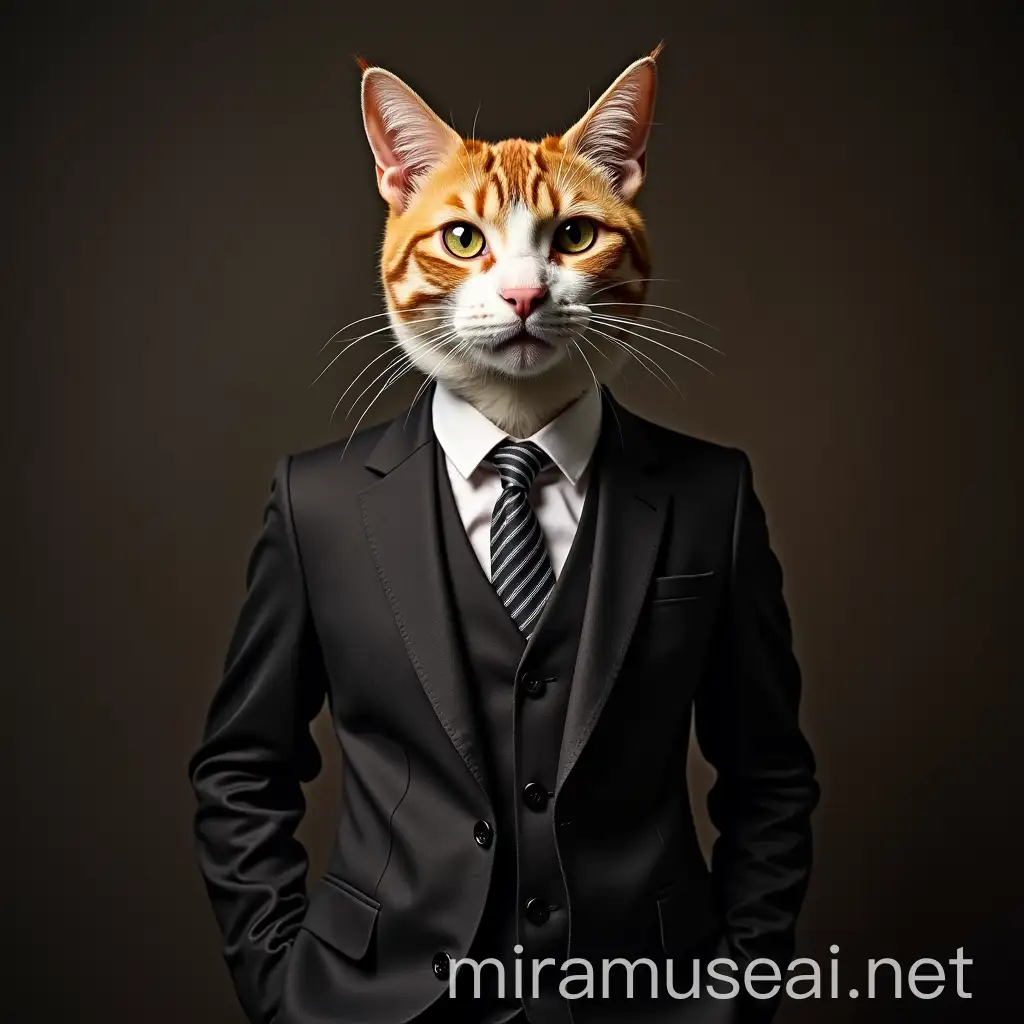 Cat Dressed as a Banker with Briefcase and Glasses