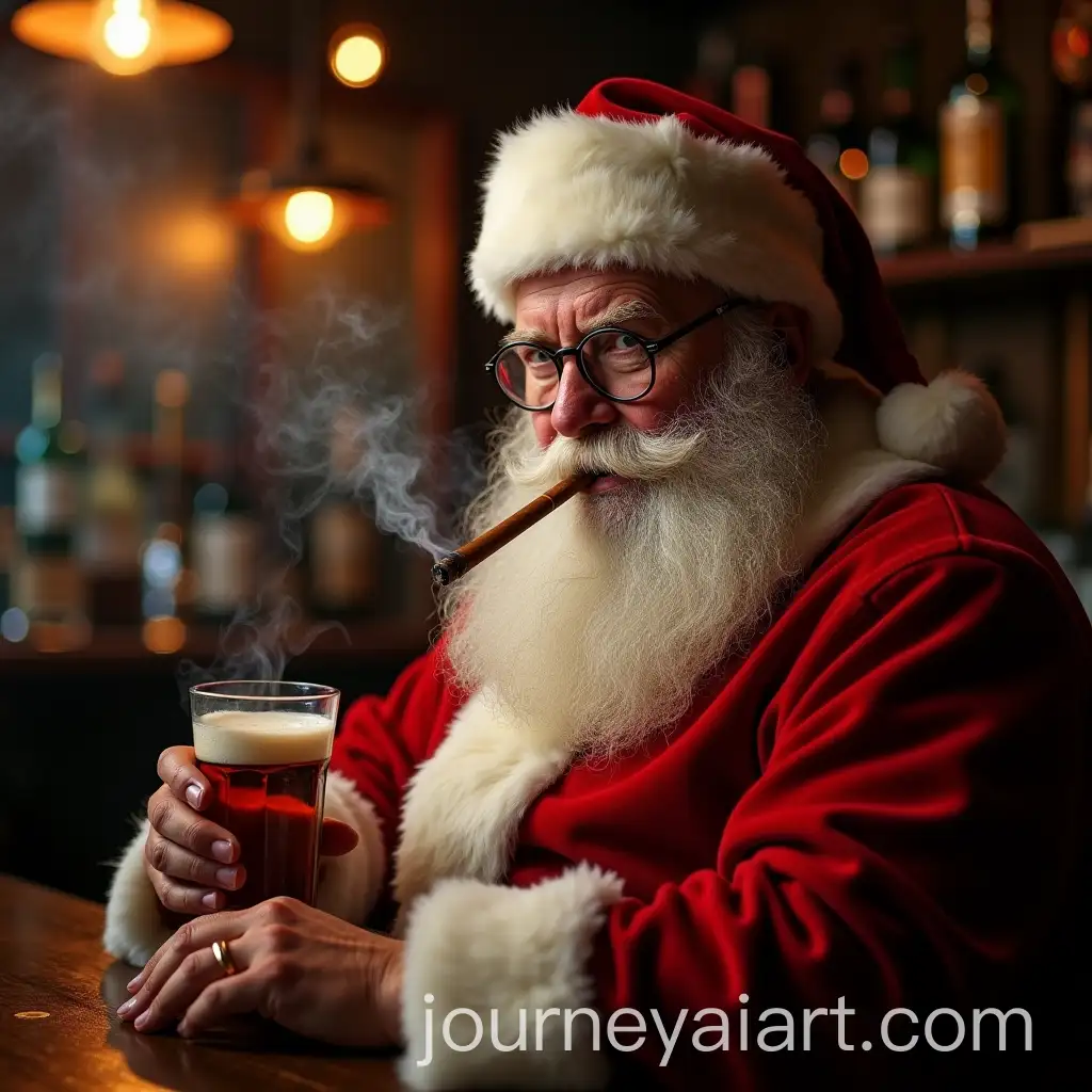 Santa-Claus-Enjoying-a-Cigar-in-a-Cozy-Pub