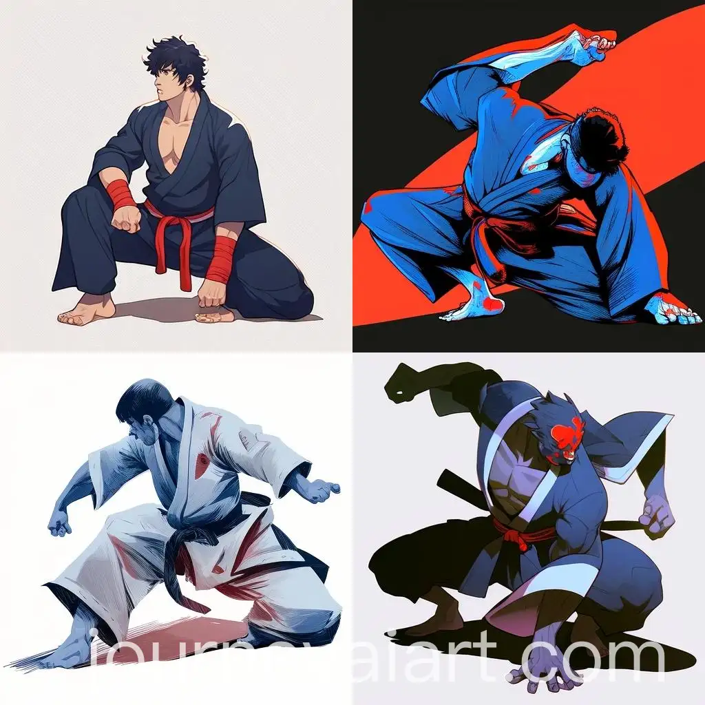 Jiu-Jitsu-Blue-Belt-Fighter-Kneeling-No-Shirt